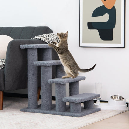 PAWROOM - Dyretrapper klatretræ kattetrapper til katte op til 25 kg 61 x 41 x 60 cm grå