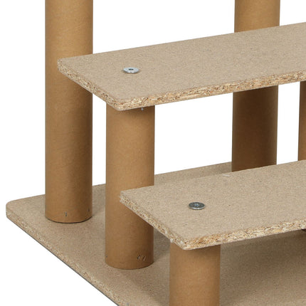 PAWROOM - Hundetrapper 3-trins 35 cm dyretrapper med plys-look kattetrapper til sengesofa Katte op til 5 kg lysegrå
