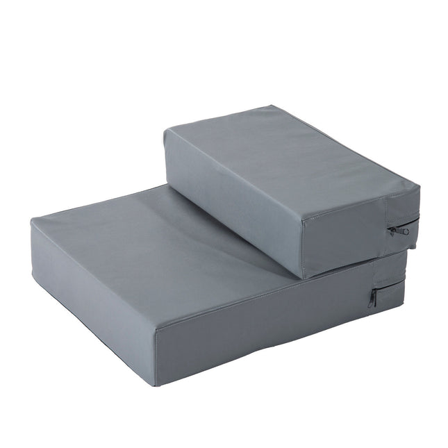 PAWROOM - Foldable 2-Step Pet Stairs for Cats and Dogs, Grey, 45x39x20cm