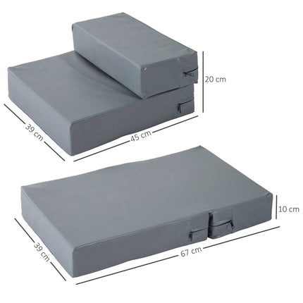 PAWROOM - Kæledyrstrapper Sammenfoldelig 2-Trins Kæledyrsunderlag Til Katte Og Hunde, Grå, L45Xb39Xh20 Cm