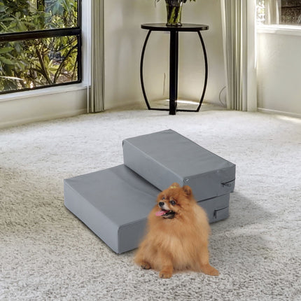 PAWROOM - Kæledyrstrapper Sammenfoldelig 2-Trins Kæledyrsunderlag Til Katte Og Hunde, Grå, L45Xb39Xh20 Cm