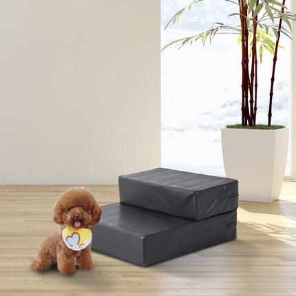 PAWROOM - Pet Stairs Folde Dynemåtte Med 2 Trin, Hundetrapper Til Katte Og Hunde, Sort, L45Xb39Xh20Cm