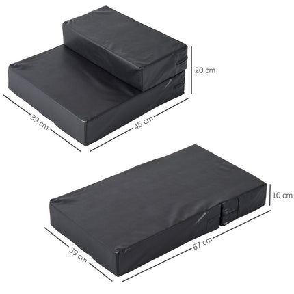 PAWROOM - Pet Stairs Folde Dynemåtte Med 2 Trin, Hundetrapper Til Katte Og Hunde, Sort, L45Xb39Xh20Cm