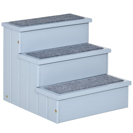 PAWROOM - Pet Stairs Hundetrappe Med 3 Trin & Tæppe, Opbevaringsrum, Grå, 40,5X44,5X38 Cm