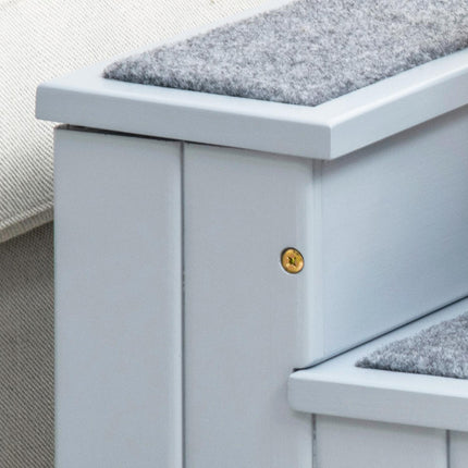 PAWROOM - Pet Stairs Hundetrappe Med 3 Trin & Tæppe, Opbevaringsrum, Grå, 40,5X44,5X38 Cm