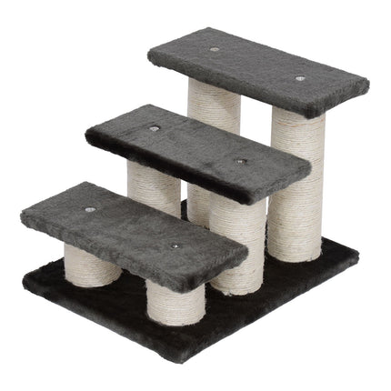 PAWROOM - Animal stairs for cats and dogs, 3-step plush, dark gray 45x35x34 cm