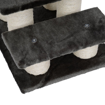 PAWROOM - Animal stairs for cats and dogs, 3-step plush, dark gray 45x35x34 cm