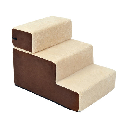 PAWROOM - Pet ladder, 3-step plush beige, 54x40x39 cm