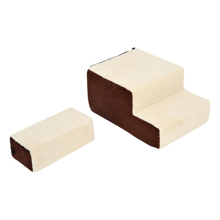 PAWROOM - Pet ladder, 3-step plush beige, 54x40x39 cm