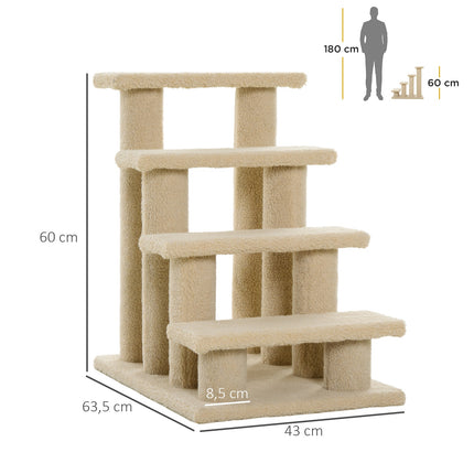 PAWROOM - Dyretrapper Hunde Katte 4-Trins Plys Beige 63,5X43X60Cm