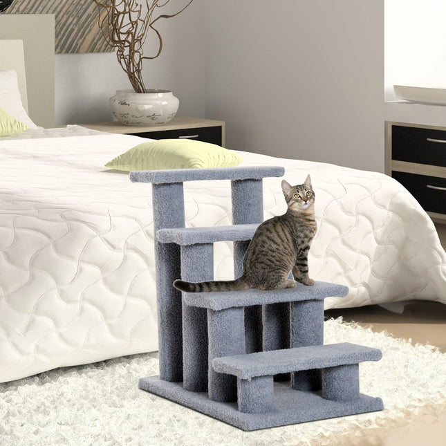 PAWROOM - Pet stairs for cats and dogs, 4 steps, gray, 63.5x43x60 cm