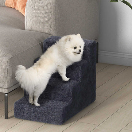 PAWROOM - Pet Stairs, 4 Steps, Removable Cover, Dark Gray, 44 cm