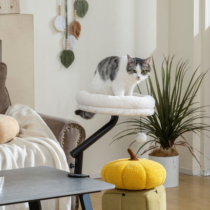 PAWROOM - Katteseng, 360° roterende, justerbar højde, cremefarvet