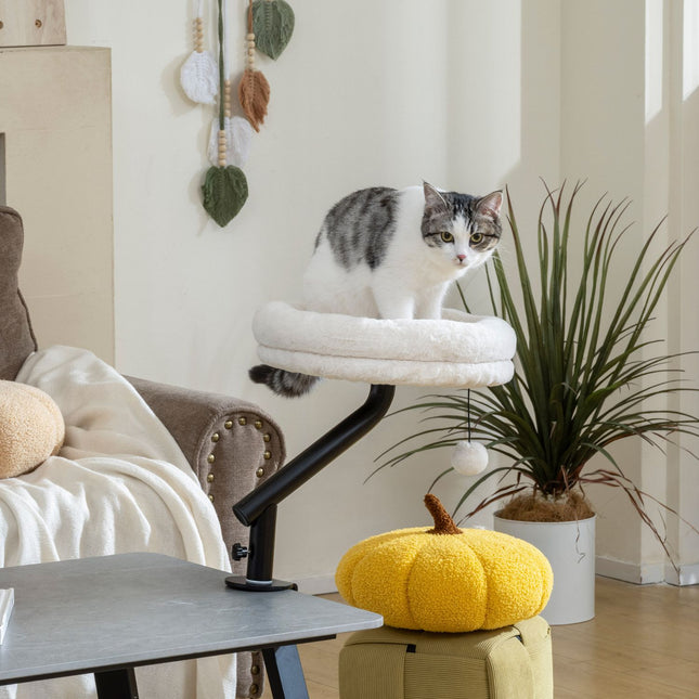 PAWROOM - Katteseng, 360° roterende, justerbar højde, cremefarvet