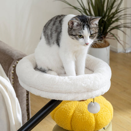 PAWROOM - Katteseng, 360° roterende, justerbar højde, cremefarvet