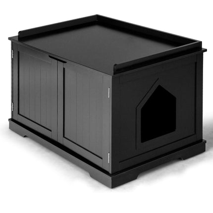 PAWROOM - Indendørs kattehus med seng, sort, MDF, multifunktionel