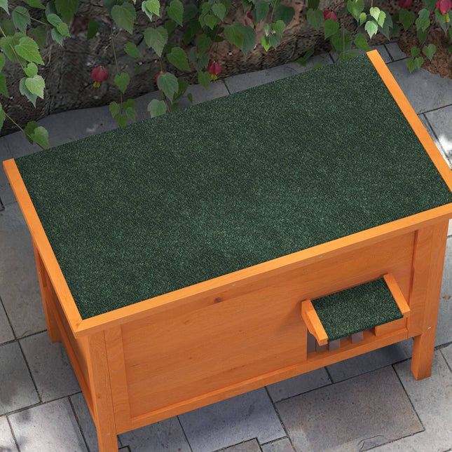 PAWROOM - Kattehus i træ med dørgardin udendørs, isoleret, forhøjet design, til små dyr, orange, 60x60x81,5 cm