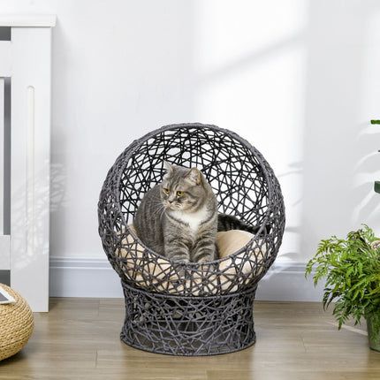 PAWROOM - Stylish Cat Bed Cave with Cushion - Purple & Cream Rep