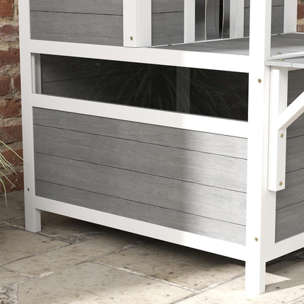 PAWROOM - Outdoor Spruce Wood Cat House with Balcony, 64 x 87 x 76 cm