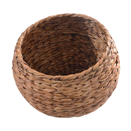 PAWROOM - Rattan Cat Cave Cat Bed Med Pude, Vandhyacinth Pet Bed, Lysebrun, 50X42X60Cm