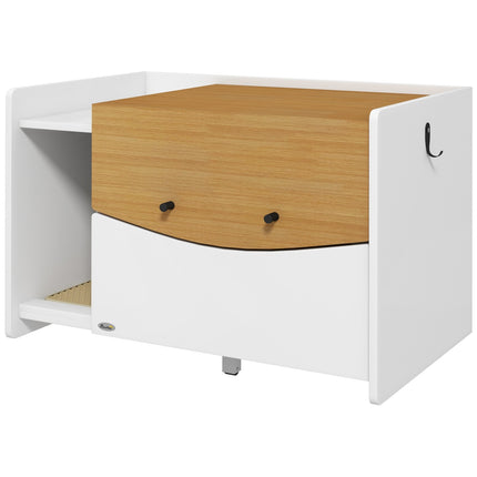PAWROOM - Katteskab til kattetoilet, kattetoiletskab med udtræksskab, affaldsopsamlingsmåtte, kattehus til indendørs, 78 x 50 x 51 cm, eg