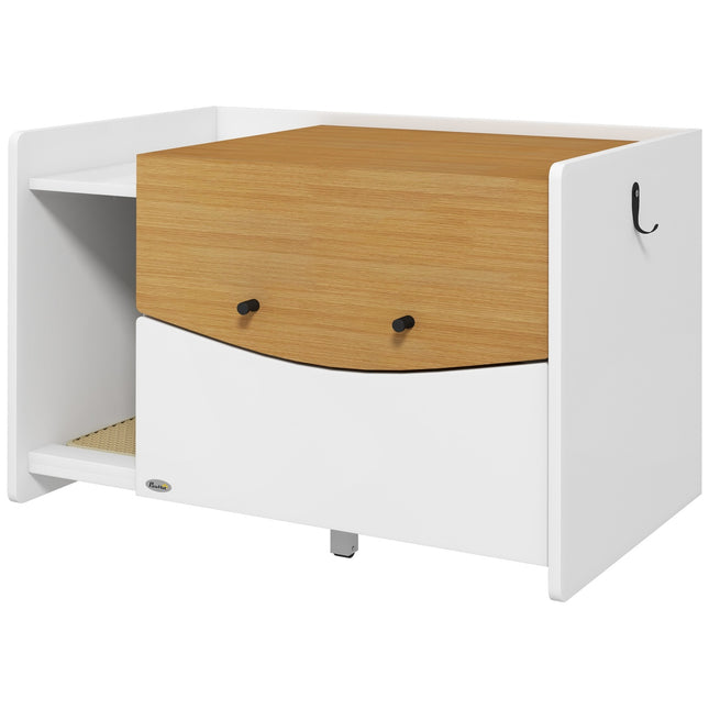 PAWROOM - Katteskab til kattetoilet, kattetoiletskab med udtræksskab, affaldsopsamlingsmåtte, kattehus til indendørs, 78 x 50 x 51 cm, eg