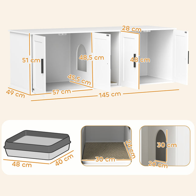 PAWROOM - Kattegrusskab med dør, hvid, 145 x 49 x 51 cm