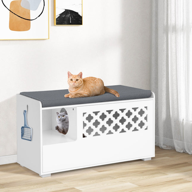 PAWROOM - Kattebakke med hynde, hoveddør, hvid