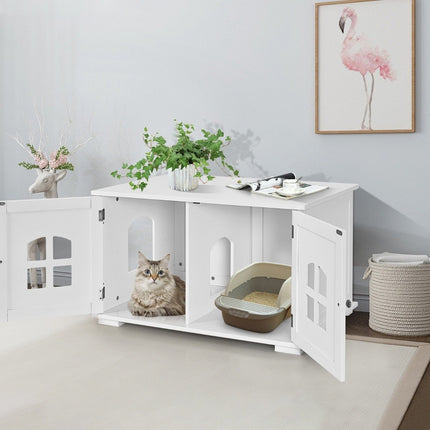 PAWROOM - Kattehus affaldsboks med dobbeltdøre og dekorative vinduer