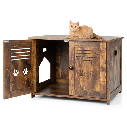 PAWROOM - Cat house cat toilet with double slatted doors cat cabinet 70 x 52 x 51 cm brown