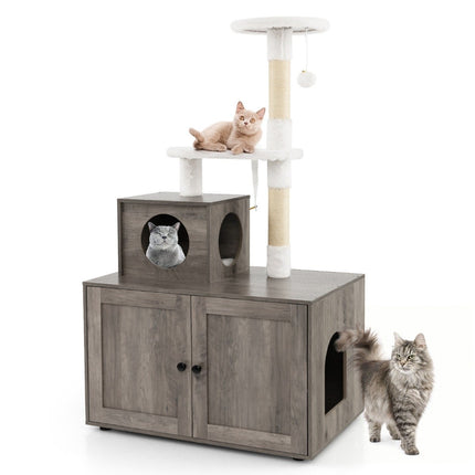 PAWROOM - Katteskab med kradsestolpe til kattebakke, grå