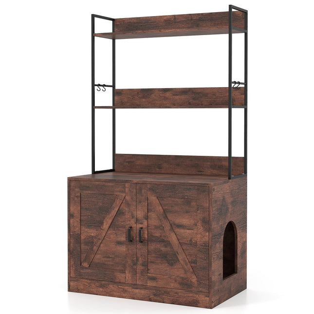 PAWROOM - Kattegrusskab med bogreol, brun, 3 hylder