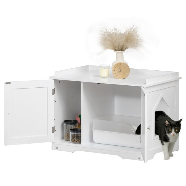 PAWROOM - Katteskab Affaldsbakke Justerbar Opdeling Magnetiske Døre Hvid 86X48X52Cm