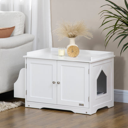 PAWROOM - White cat litter box with adjustable divider 86cm