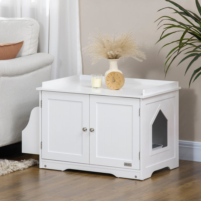 PAWROOM - Katteskab Affaldsbakke Justerbar Opdeling Magnetiske Døre Hvid 86X48X52Cm
