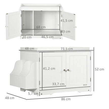 PAWROOM - White cat litter box with adjustable divider 86cm