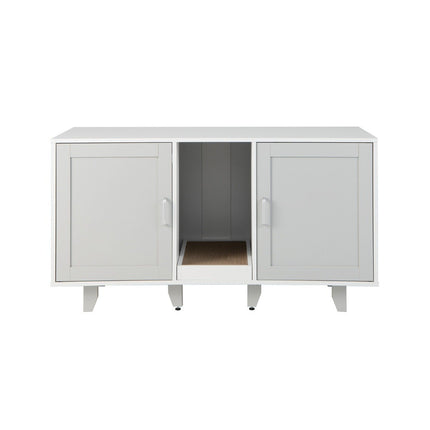 PAWROOM - Katteskab til kattetoilet med 2 låger & kradsebræt & indgang 120 x 52 x 65 cm lysegrå