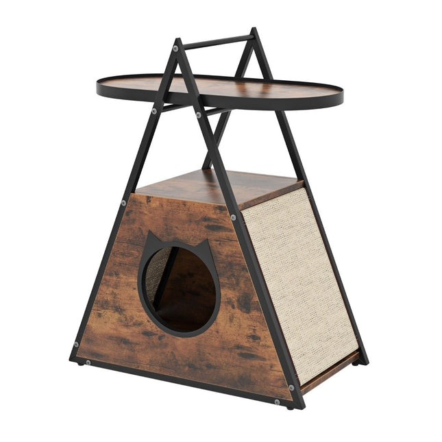 PAWROOM - 3 i 1 katteskab kattehus & sidebord & natbord med kattehule & kradsemåtter