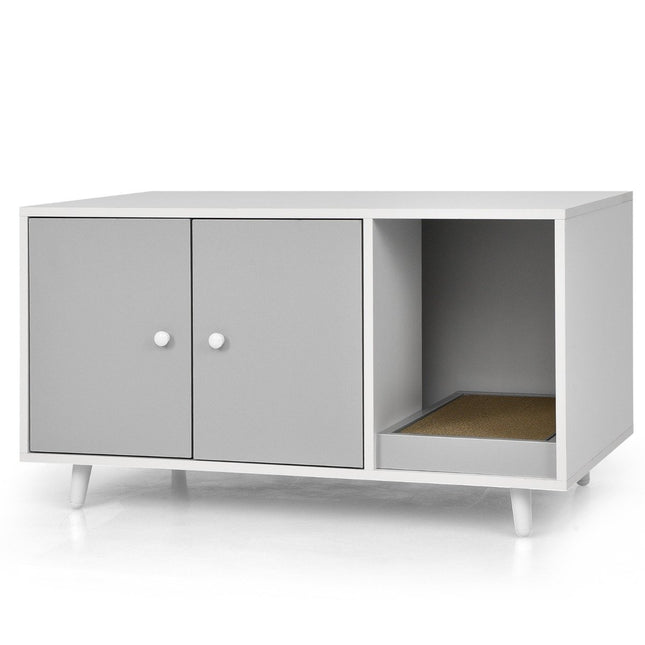 PAWROOM - 2 i 1 sidebord & katteskab med ridsebræt kattetoilet sofabord 90 x 50 x 50 cm grå