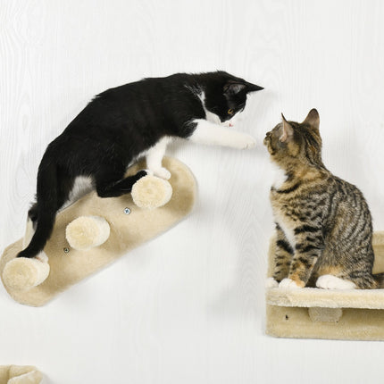 PAWROOM - Cat climbing wall set with stairs & hammock for small cats
