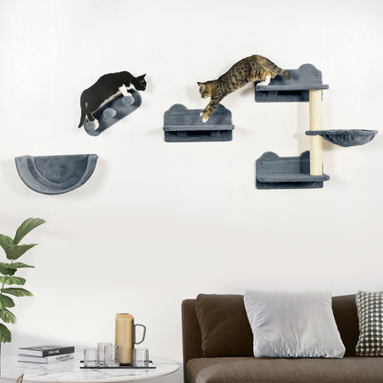 PAWROOM - Cat climbing wall set with scratching post and hammock