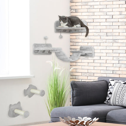 PAWROOM - Cat Climbing Wall Set, 4-piece with steps and sisal poles