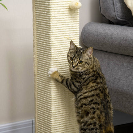 PAWROOM - Cat Scratching Post 80cm - Sisal Rope, Play Ball, Oak/Cream