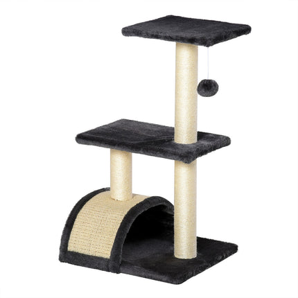 PAWROOM - Kradsestolpe Med Skrabebræt, Mørkegrå, E1 Mdf Sisal Plys, 40X35X72Cm