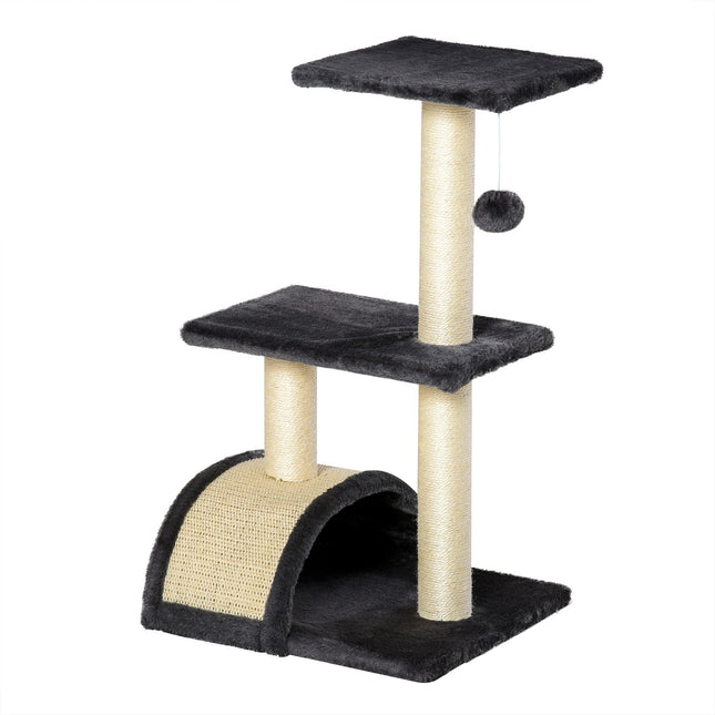 PAWROOM - Kradsestolpe Med Skrabebræt, Mørkegrå, E1 Mdf Sisal Plys, 40X35X72Cm