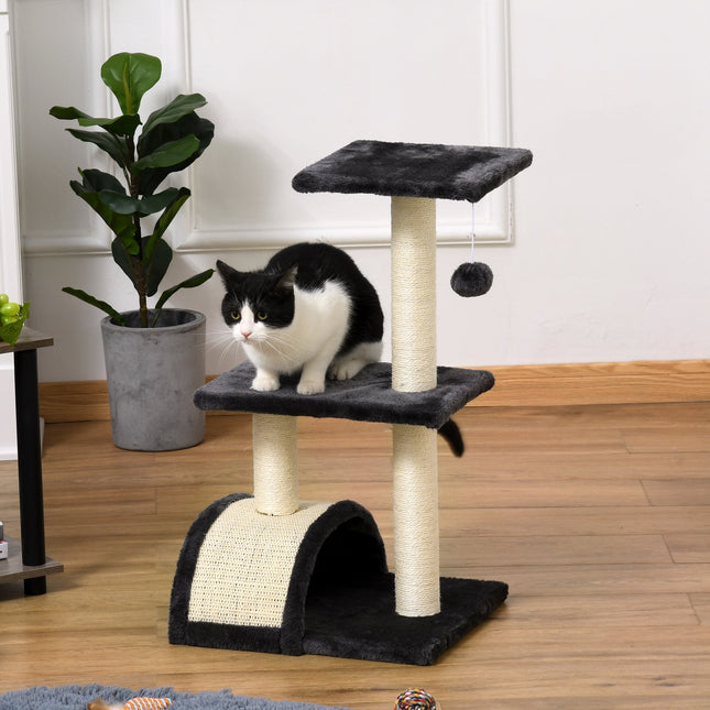 PAWROOM - Kradsestolpe Med Skrabebræt, Mørkegrå, E1 Mdf Sisal Plys, 40X35X72Cm