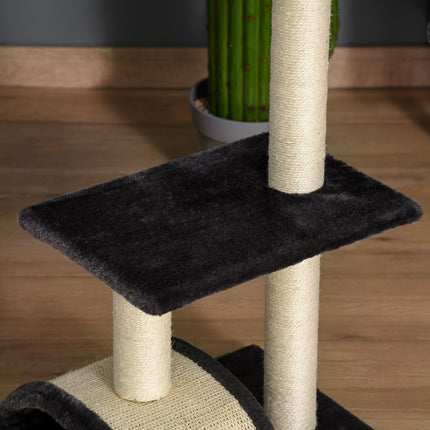 PAWROOM - Kradsestolpe Med Skrabebræt, Mørkegrå, E1 Mdf Sisal Plys, 40X35X72Cm