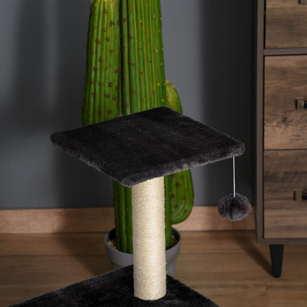 PAWROOM - Kradsestolpe Med Skrabebræt, Mørkegrå, E1 Mdf Sisal Plys, 40X35X72Cm