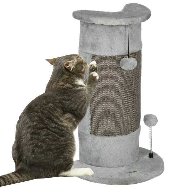 PAWROOM - Hjørnekradsestolpe, 58 Cm Sisal Kradsestolpe, Kradsestolpe Til Katte, Lille Kradsestolpe Til Katte Med Kradsebold, Indendørs Kattemøbler, Grå