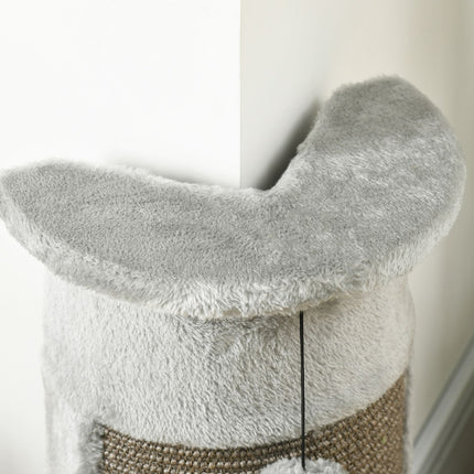 PAWROOM - Small gray indoor cat scratching post with sisal ball